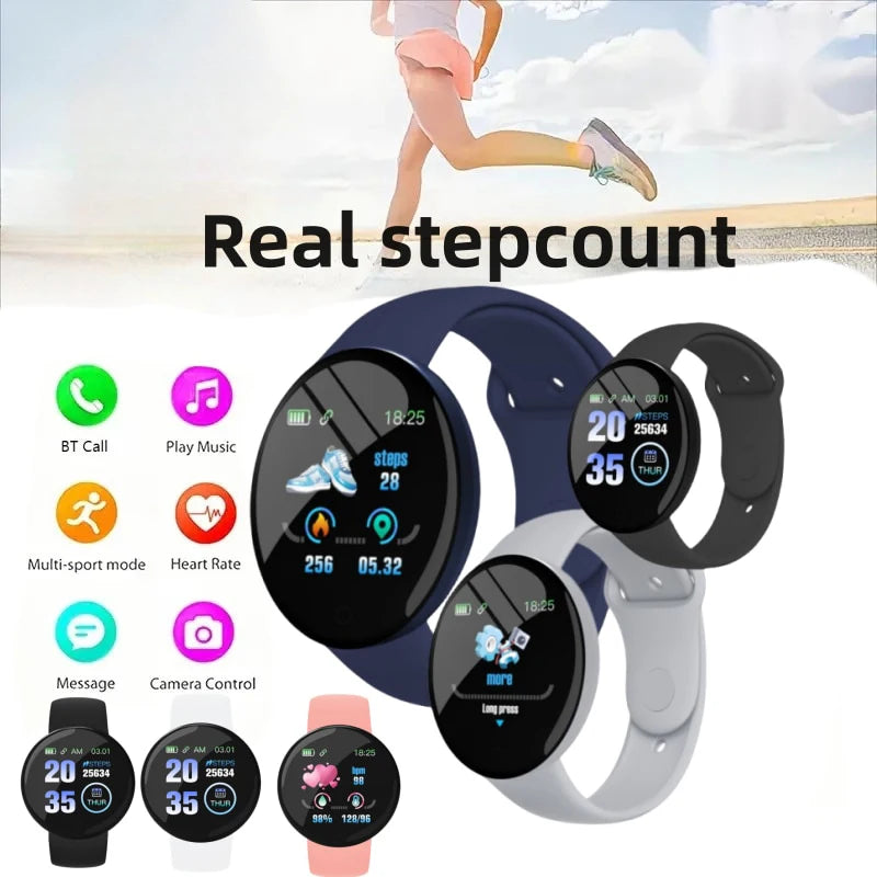 Smartwatch D18 Multifuncional. Relógio inteligente para homens e mulheres, Bluetooth conectado ao telefone, música, fitness, pulseira de esportes, monitor de sono.