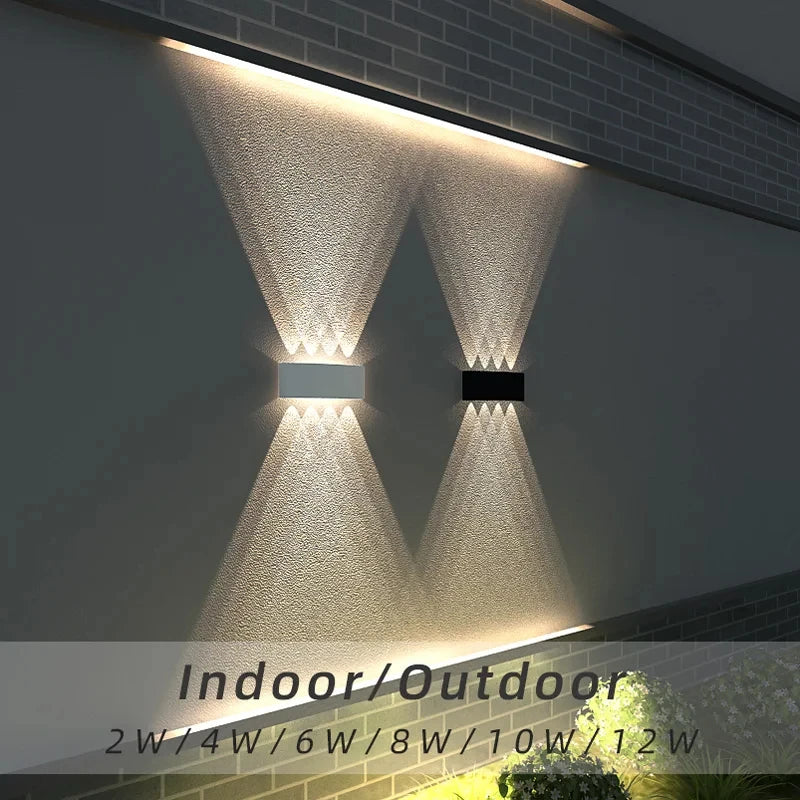 Lâmpada decoração de jardim, interior e exterior, Luz de parede para quarto, sala de estar, IP66, AC 85-265V